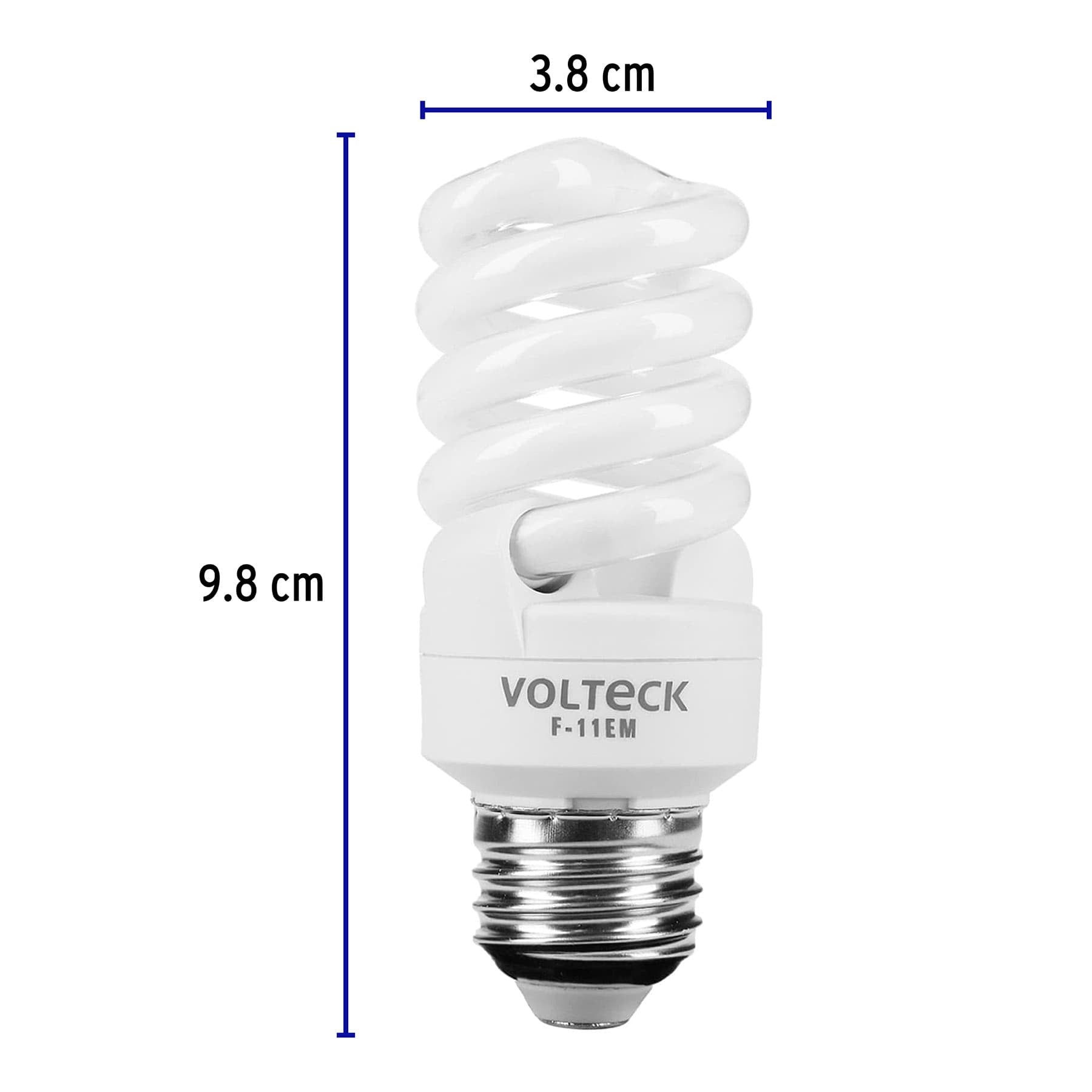 Lámpara espiral mini T2 11 W luz cálida en blíster, Volteck 2 11 W