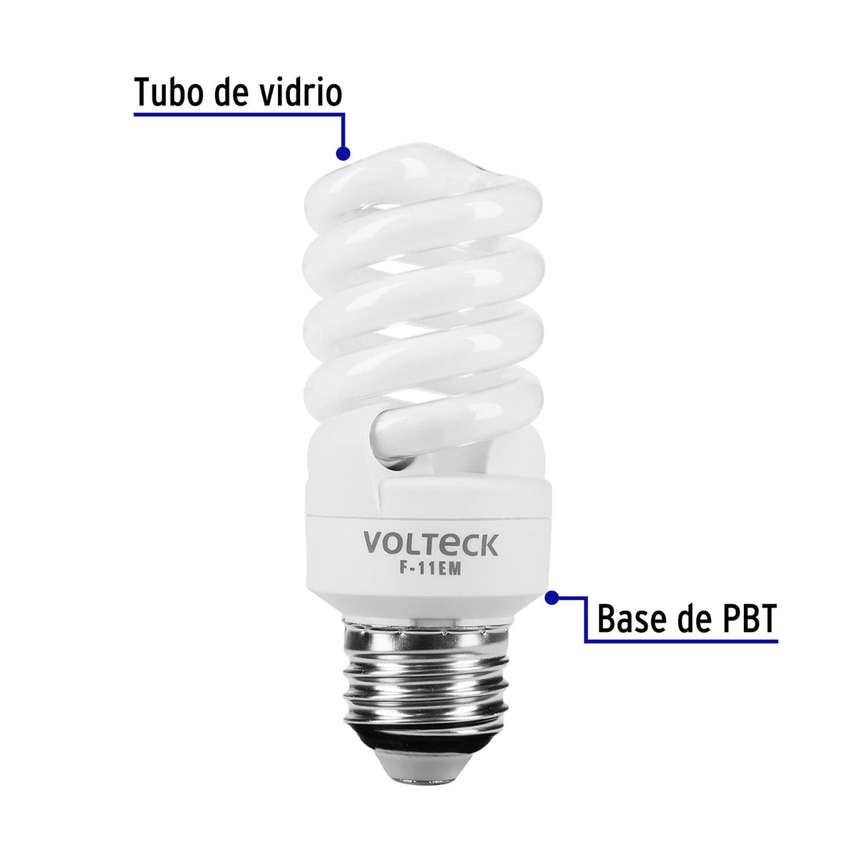 Lámpara espiral mini T2 11 W luz cálida en blíster, Volteck 2 11 W