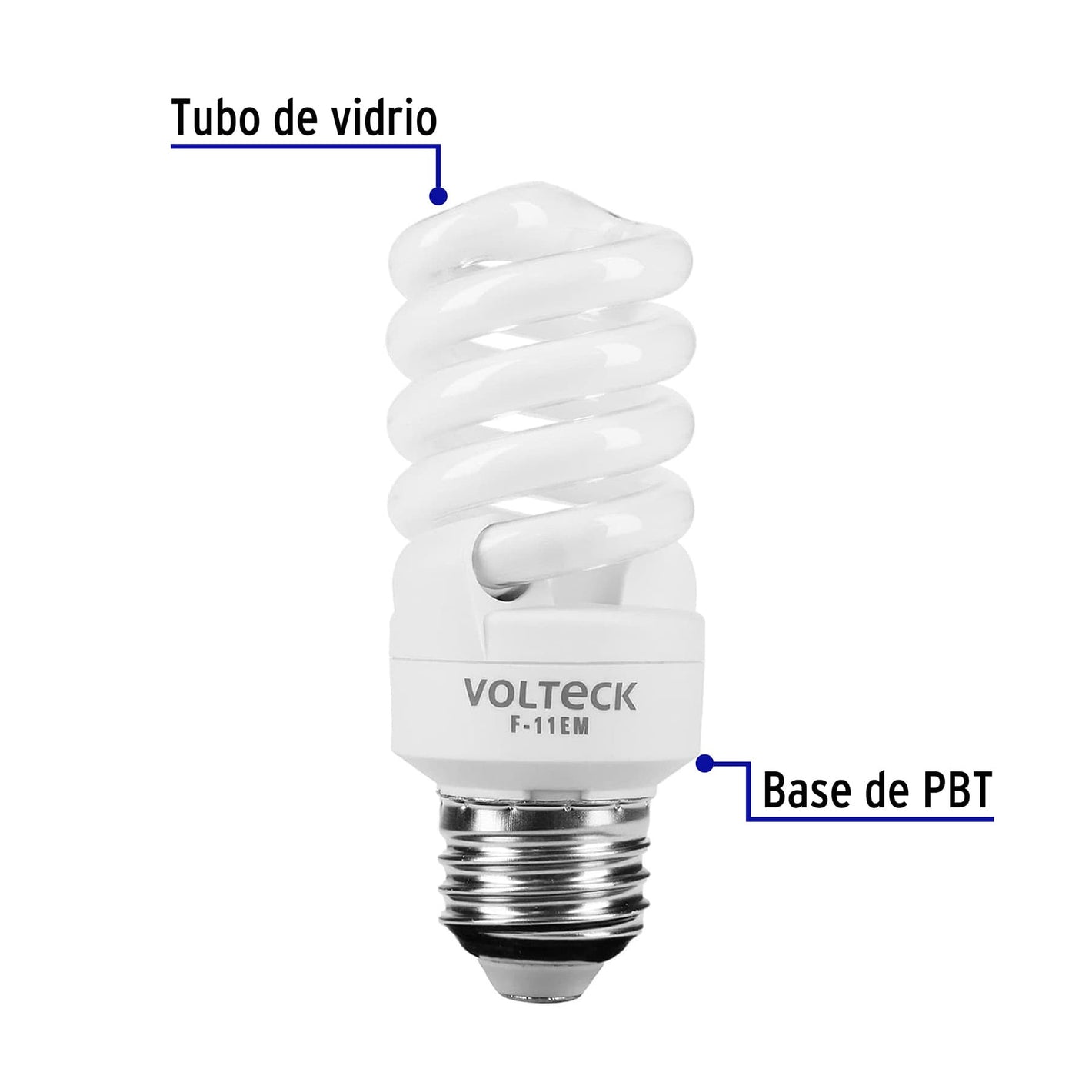 Lámpara espiral mini T2 11 W luz cálida en blíster, Volteck 2 11 W