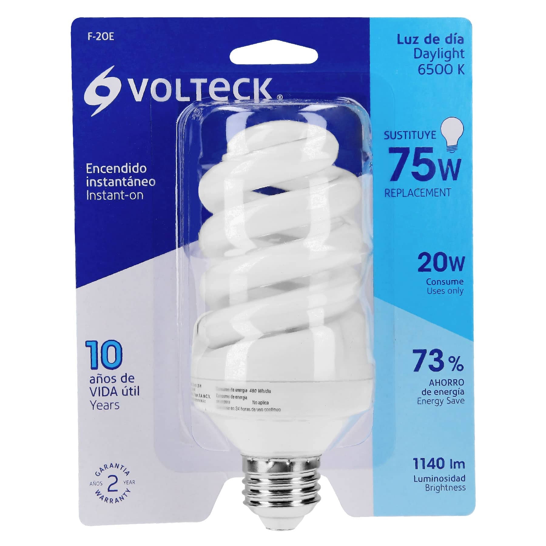 Lámpara espiral T4 20 W luz cálida en blíster, Volteck