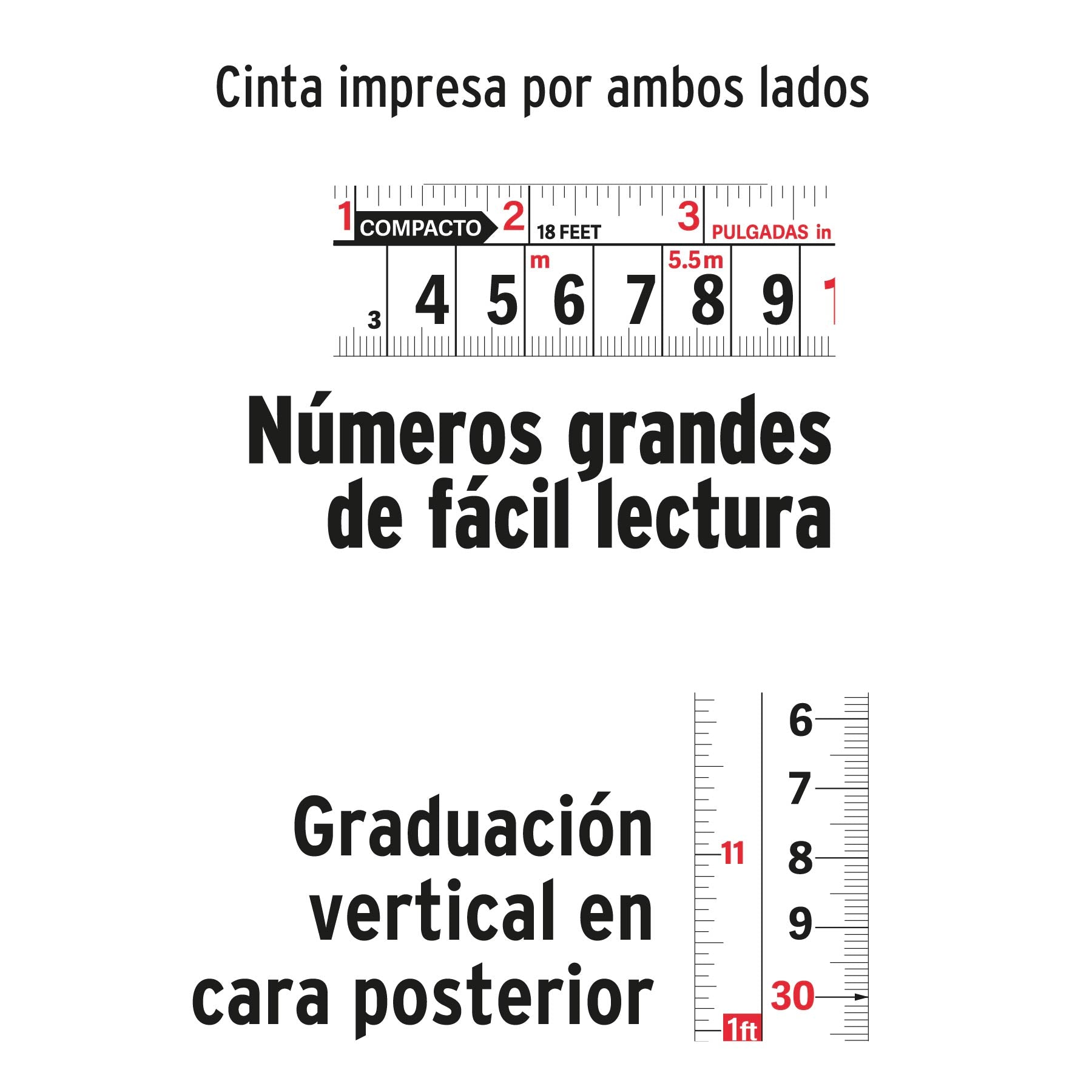 Flexometro compacto contra impactos 10 m cinta 25 mm TRUPER