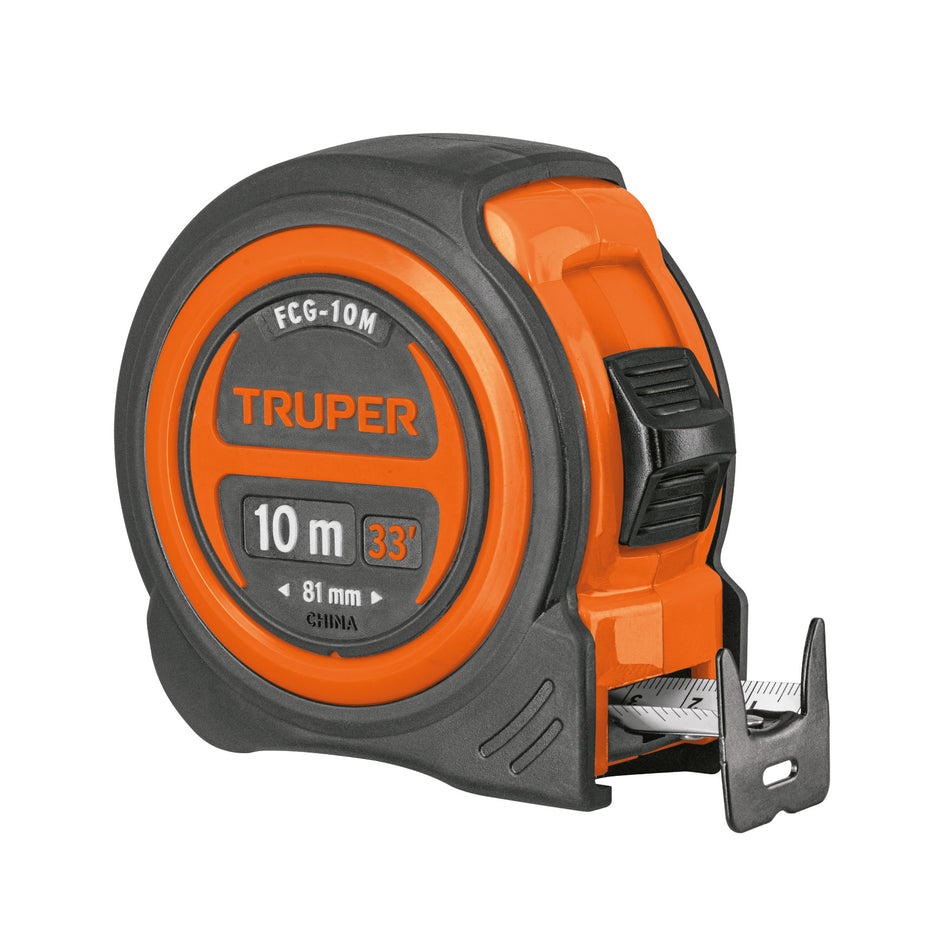 Flexometro compacto contra impactos 10 m cinta 25 mm TRUPER
