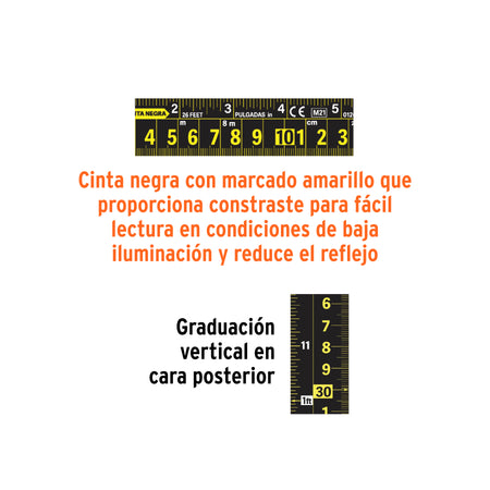 Flexometro contra impactos 10 m Cinta Negra 32 mm Truper