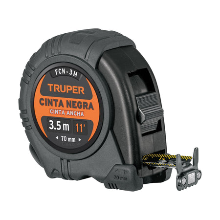 Flexómetro contra impactos 3 m, Cinta Negra 13 mm, Truper 3 m, 13 mm, Negra