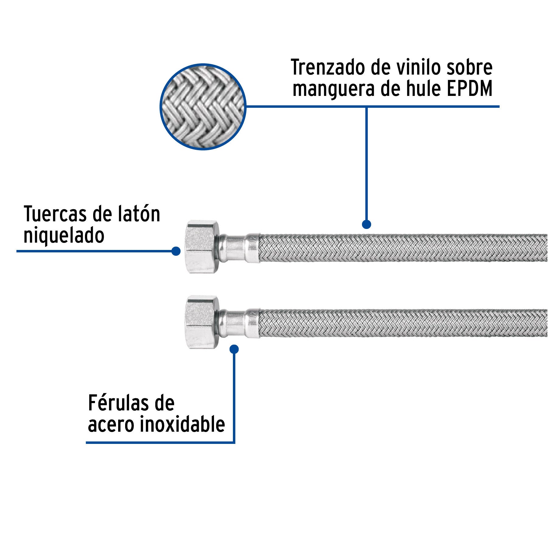 Manguera lavabo/fregadero, vinilo gris, 1/2' x 1/2', 100 cm 1/2', 1/2', 100 cm, gris