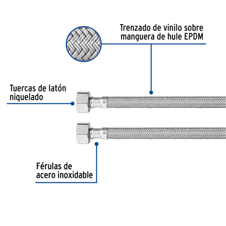 Manguera lavabo/fregadero, vinilo gris, 1/2' x 1/2', 100 cm 1/2', 1/2', 100 cm, gris