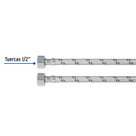 Manguera lavabo/fregadero, acero inox, 1/2' x 1/2', 100 cm 1/2', 1/2', 100 cm