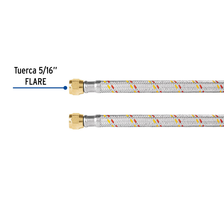 Manguera para gas, aluminio, 5/16' flare, 60 cm, FOSET BASIC 5/16', 60 cm
