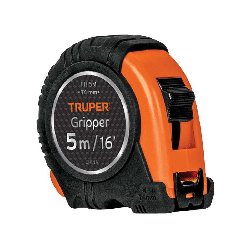 Flexometro Gripper contra impactos 5 m cinta 19 mm Truper