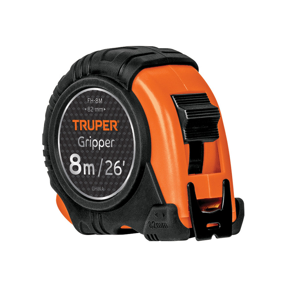 Flexometro Gripper contra impactos 8 m cinta 25 mm Truper