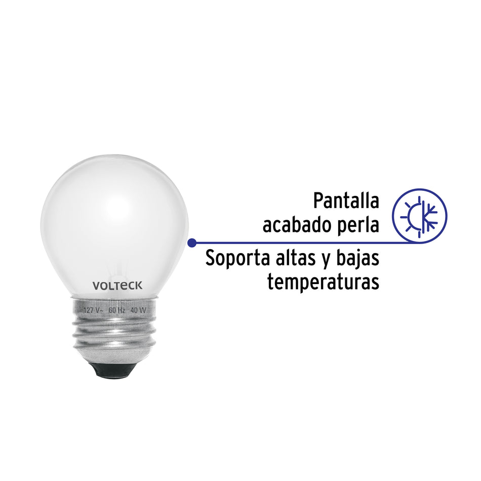 Foco incandescente 40W para horno/refrigerador, perla