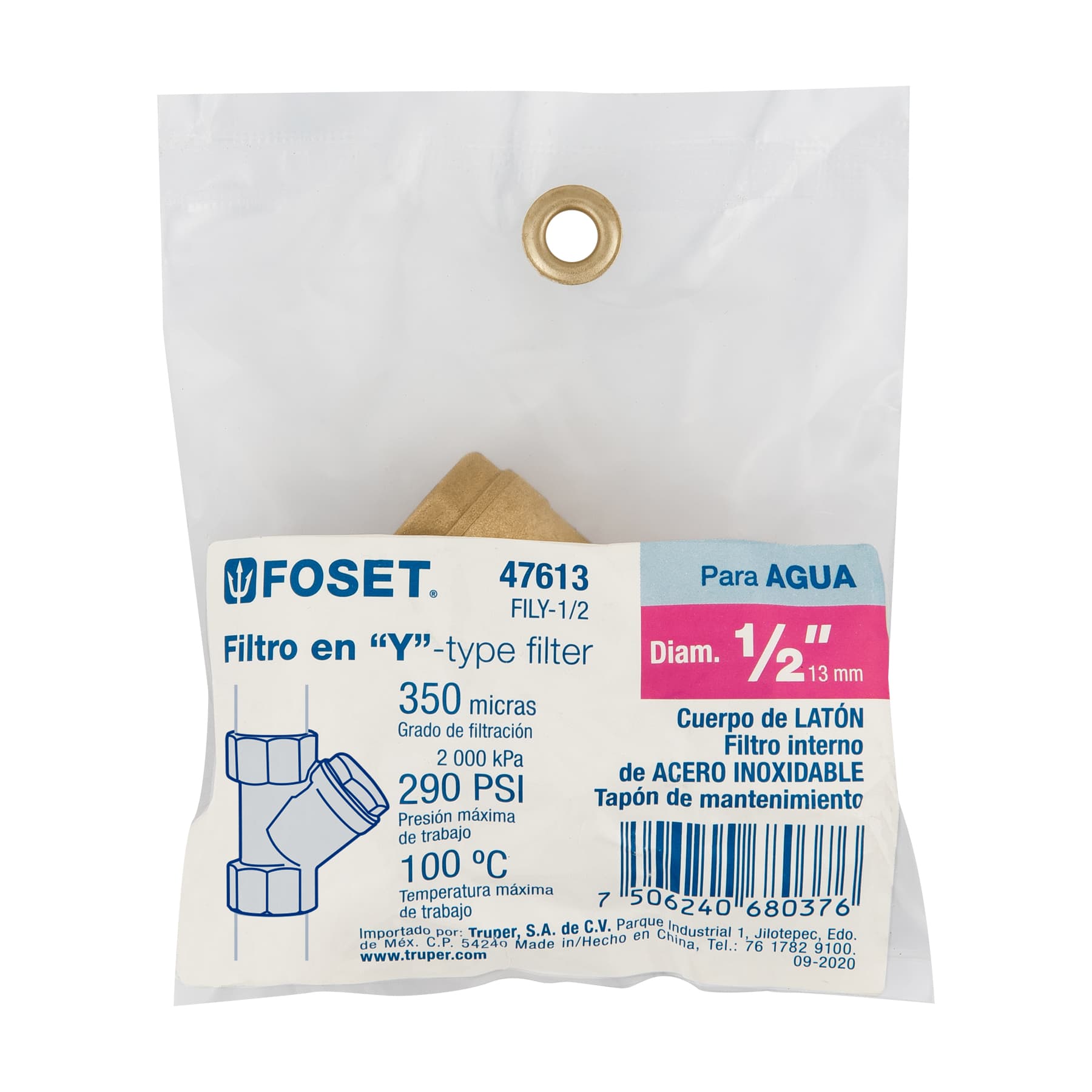 Filtro de laton en "Y" de FOSET 1/2"