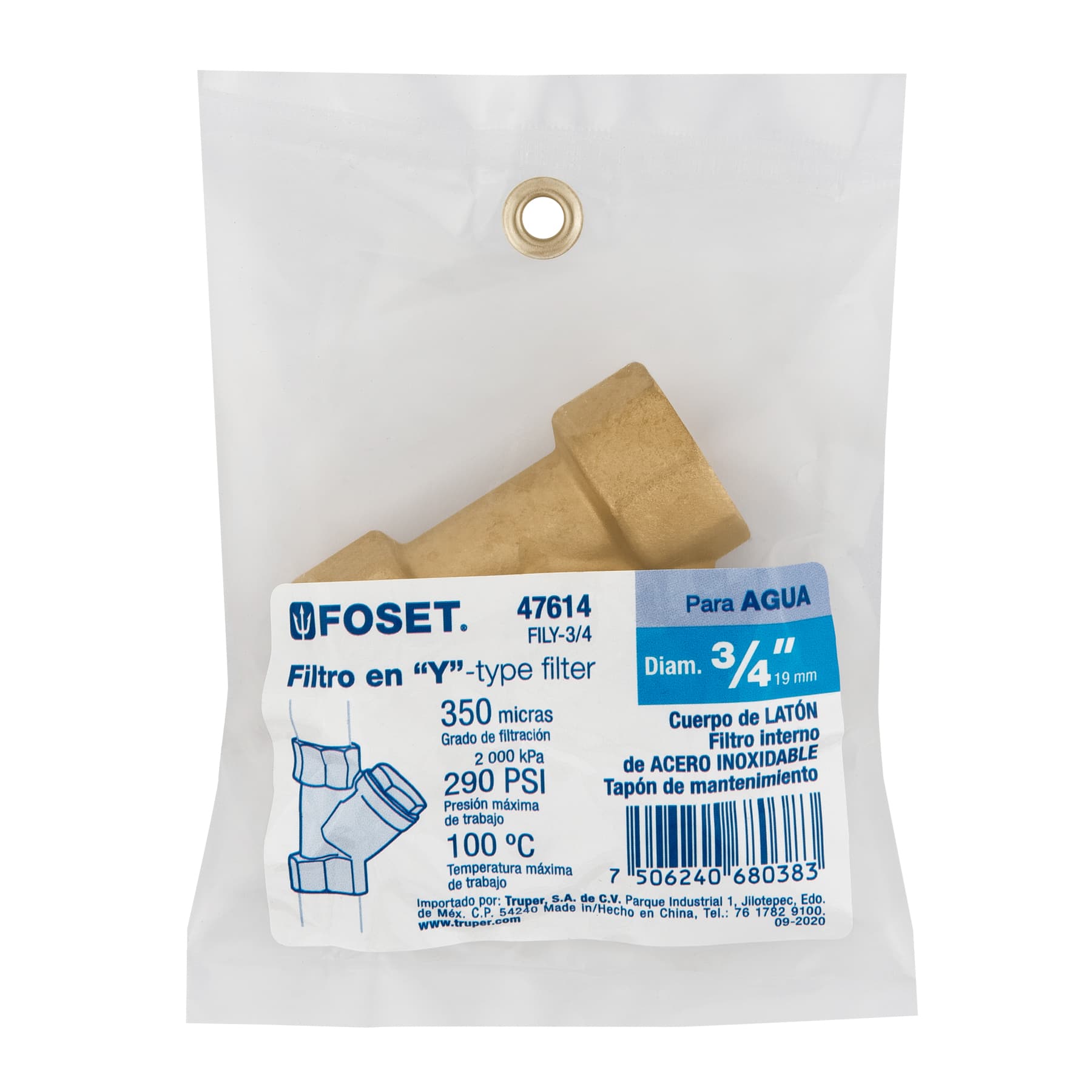Filtro de laton en "Y" de FOSET 3/4"