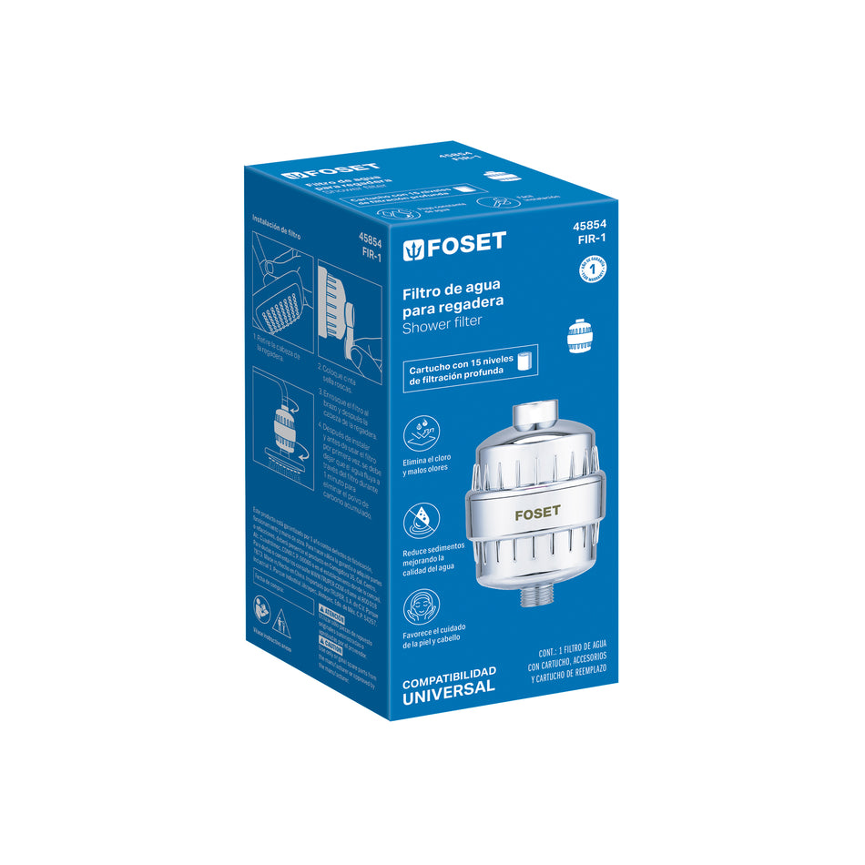 Filtro de agua para regadera con cartucho FOSET