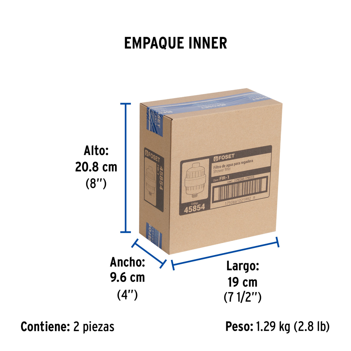 Filtro de agua para regadera con cartucho FOSET