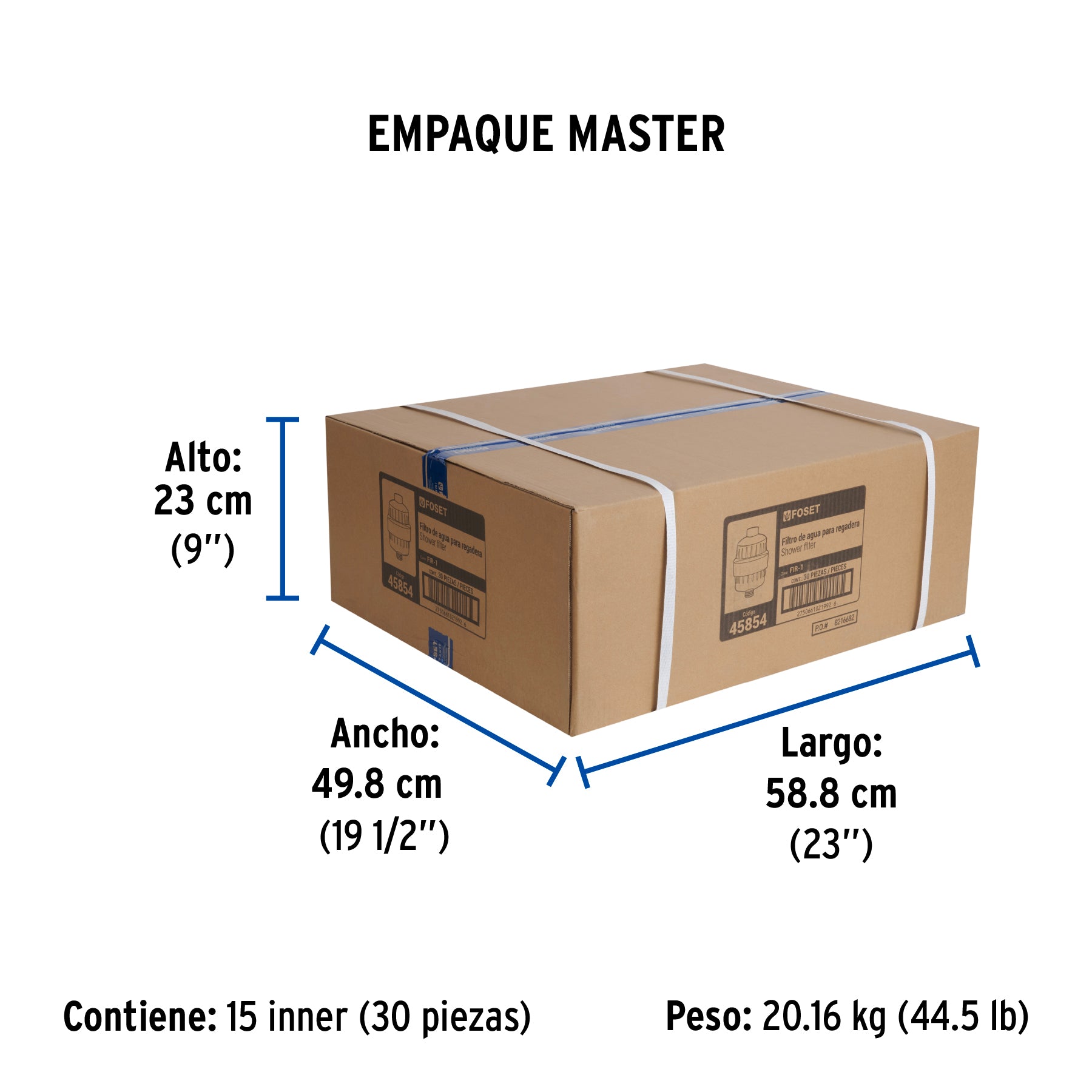 Filtro de agua para regadera con cartucho FOSET