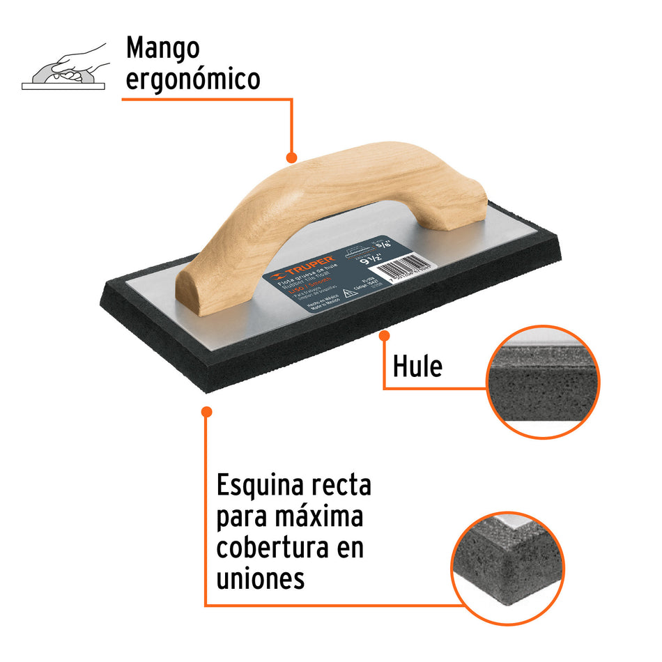 Flota de hule 9-1/2', espesor 5/8', acabado liso, TRUPER