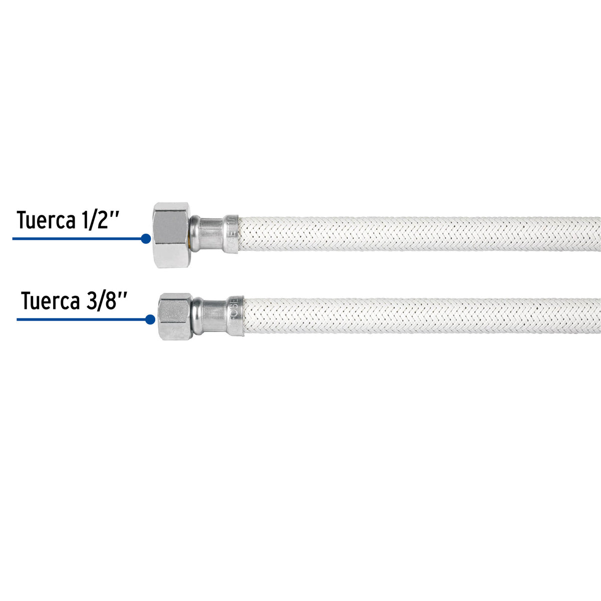 Manguera lavabo/fregadero, vinilo blanco, 1/2' x 3/8',40 cm