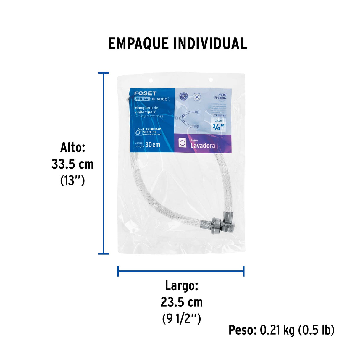 Manguera para lavadora vinilo tipo Y de 30cm FOSET