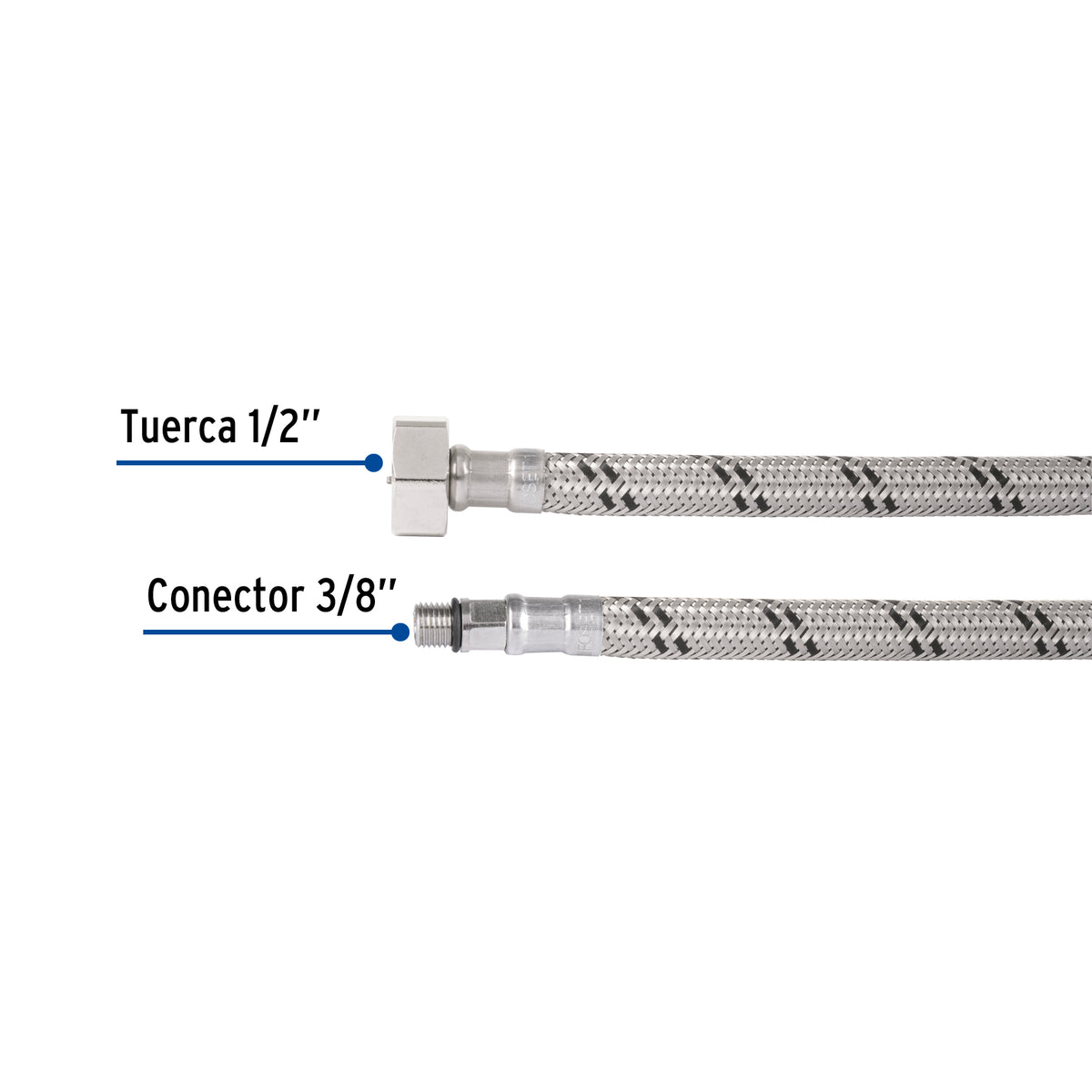 Manguera para monomando acero inox 1/2" x 3/8" UNF 55cm