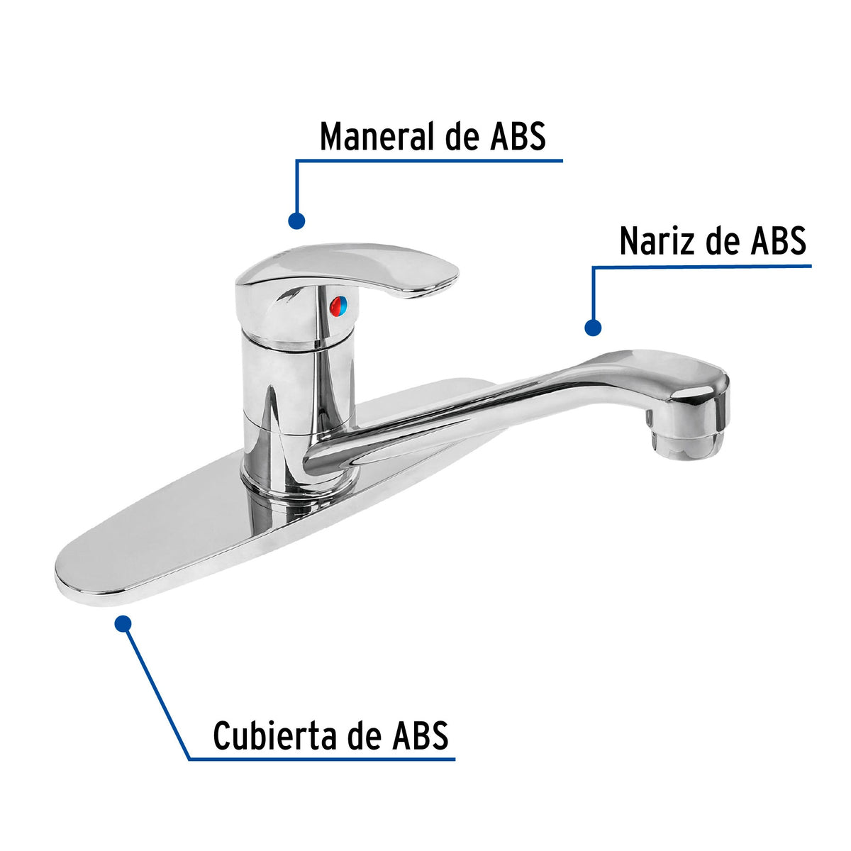 Monomando fregadero ABS cuello recto BASIC