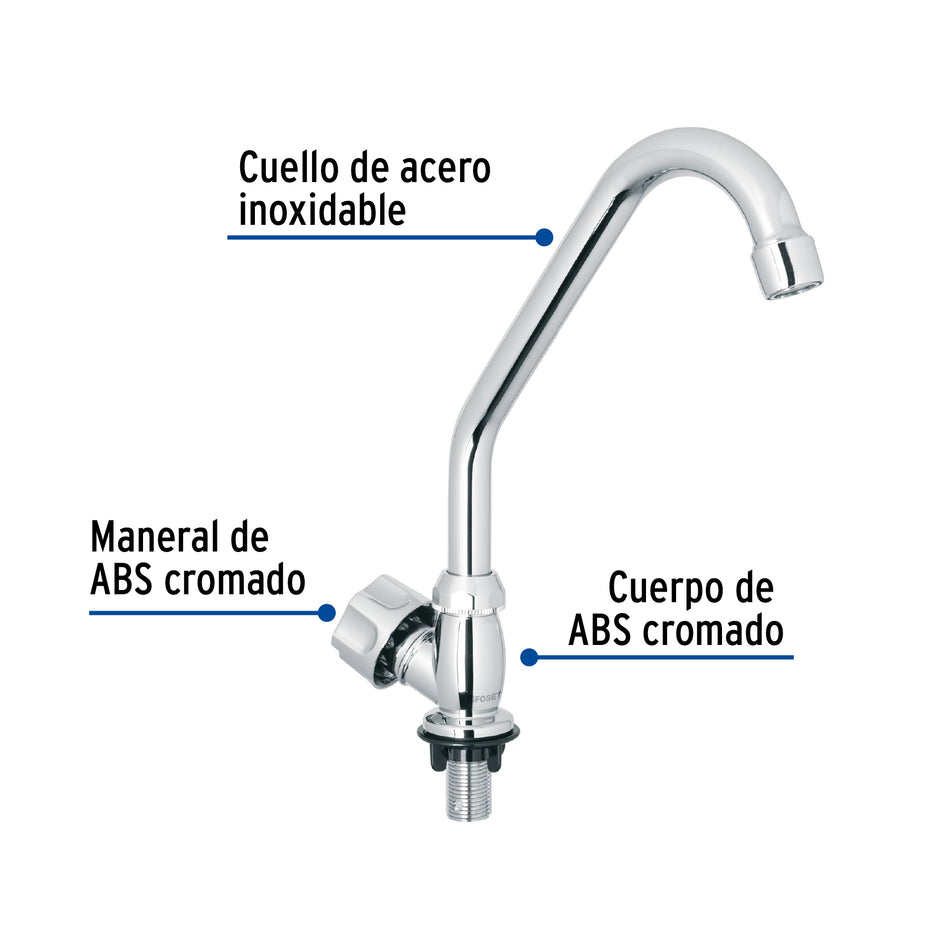 Llave individual fregaderoABScuello cortohexagonal BASIC