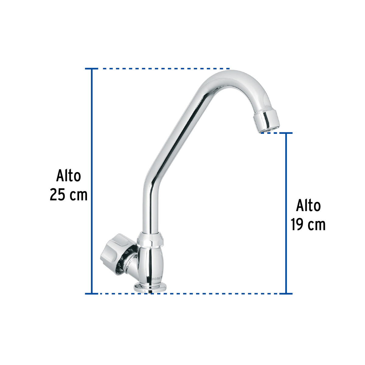 Llave individual fregaderoABScuello cortohexagonal BASIC