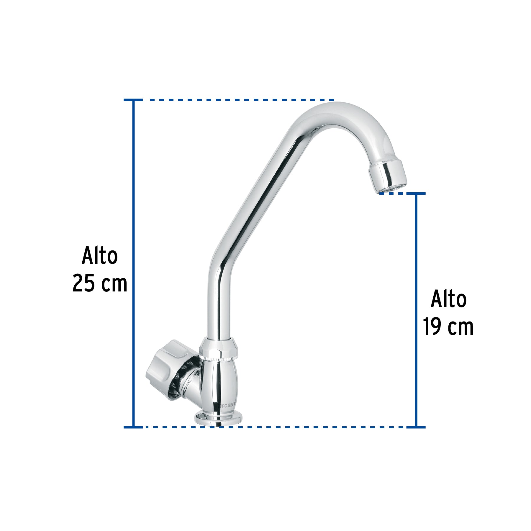 Llave individual fregaderoABScuello cortohexagonal BASIC
