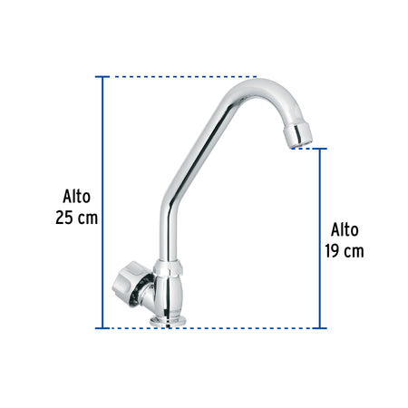 Llave individual fregaderoABScuello cortohexagonal BASIC