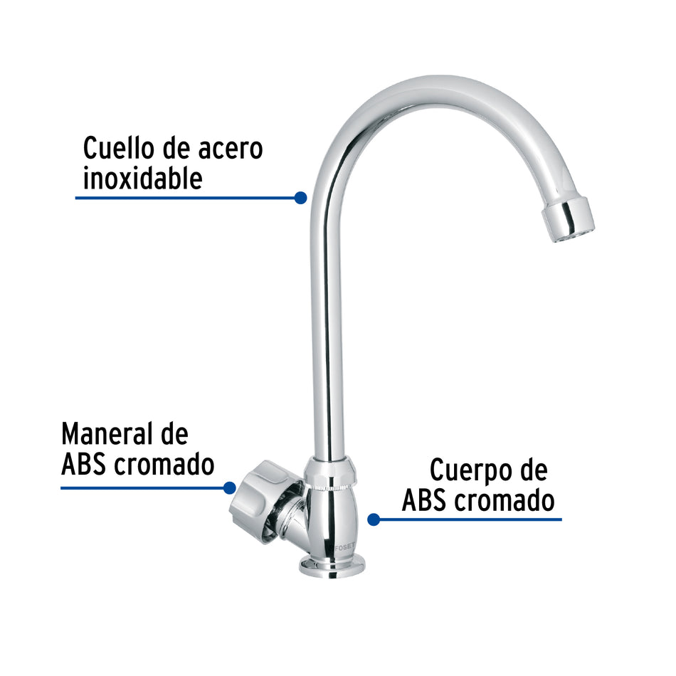 Llave individual fregaderoABScuello curvohexagonal BASIC