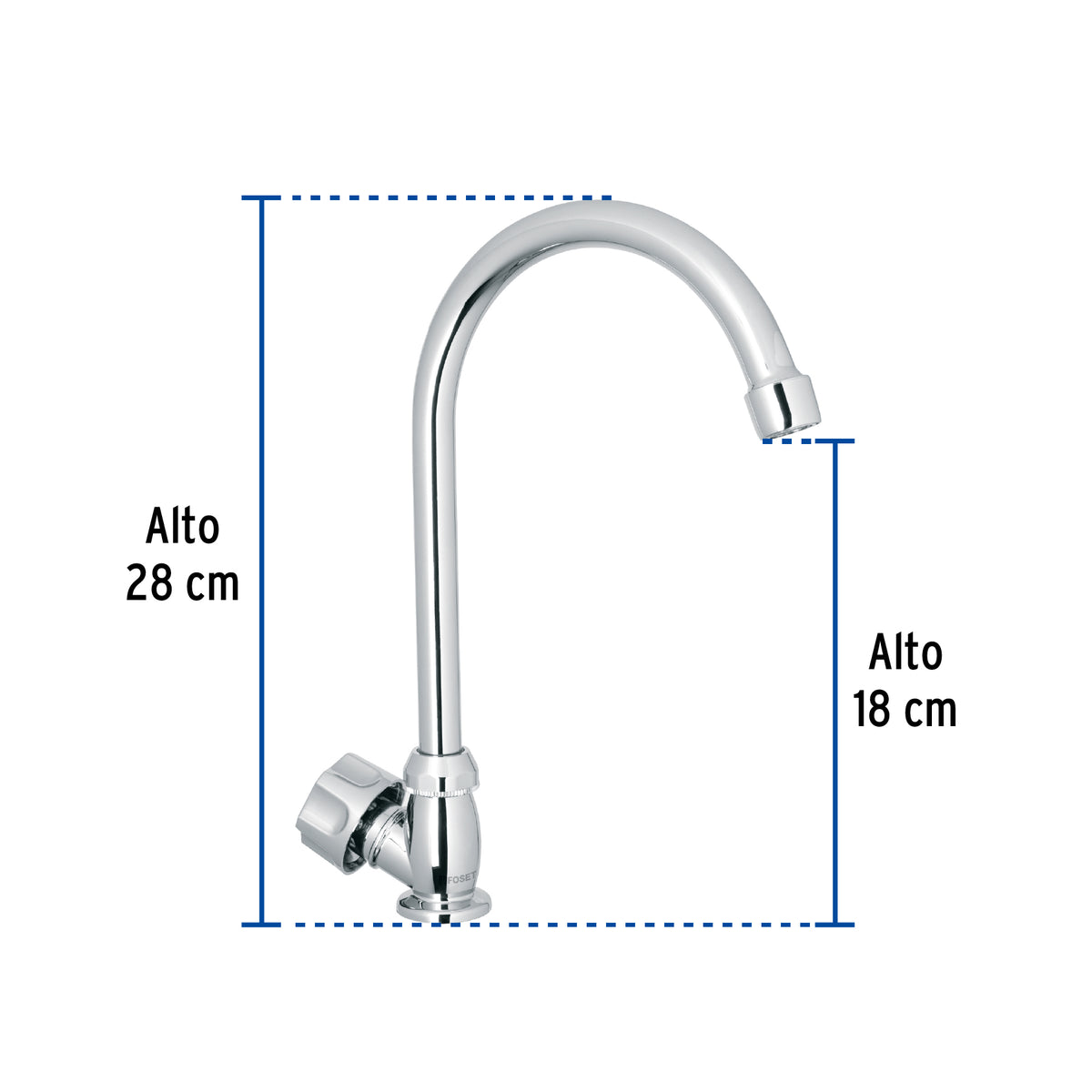 Llave individual fregaderoABScuello curvohexagonal BASIC