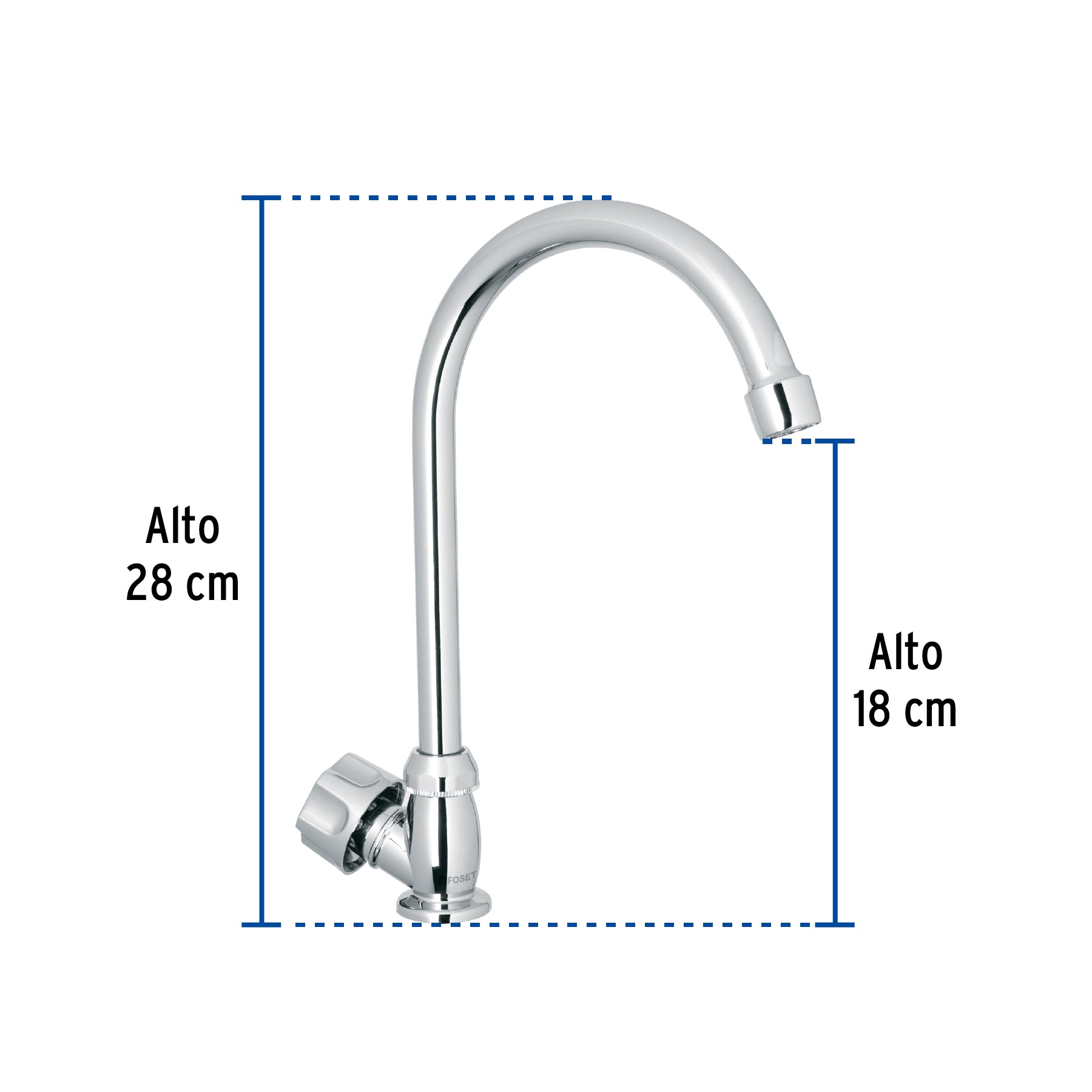 Llave individual fregaderoABScuello curvohexagonal BASIC