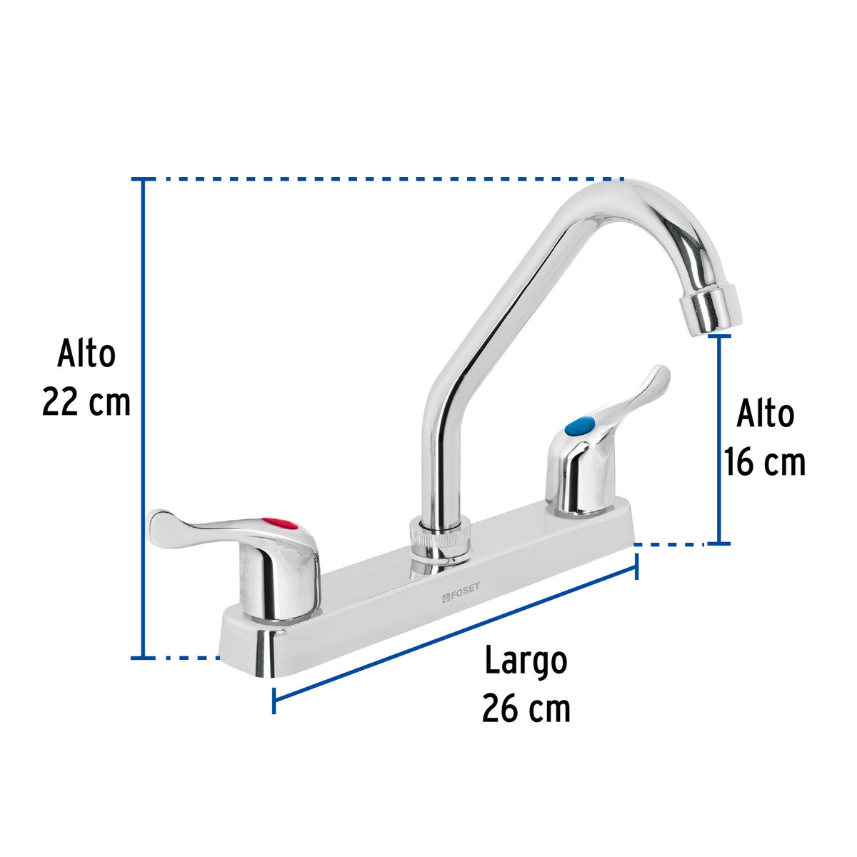 Mezcladora 8" fregadero ABS cuello corto palanca BASIC