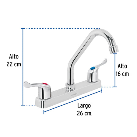 Mezcladora 8" fregadero ABS cuello corto palanca BASIC