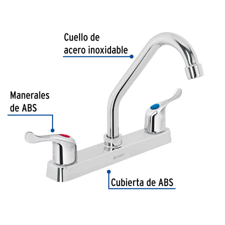 Mezcladora 8" fregadero ABS cuello corto palanca BASIC