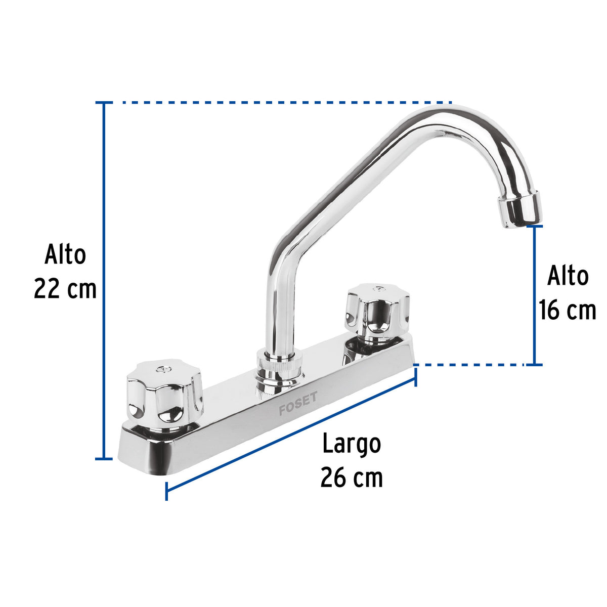 Mezcladora 8" fregadero ABS cuello corto hexagonal BASIC