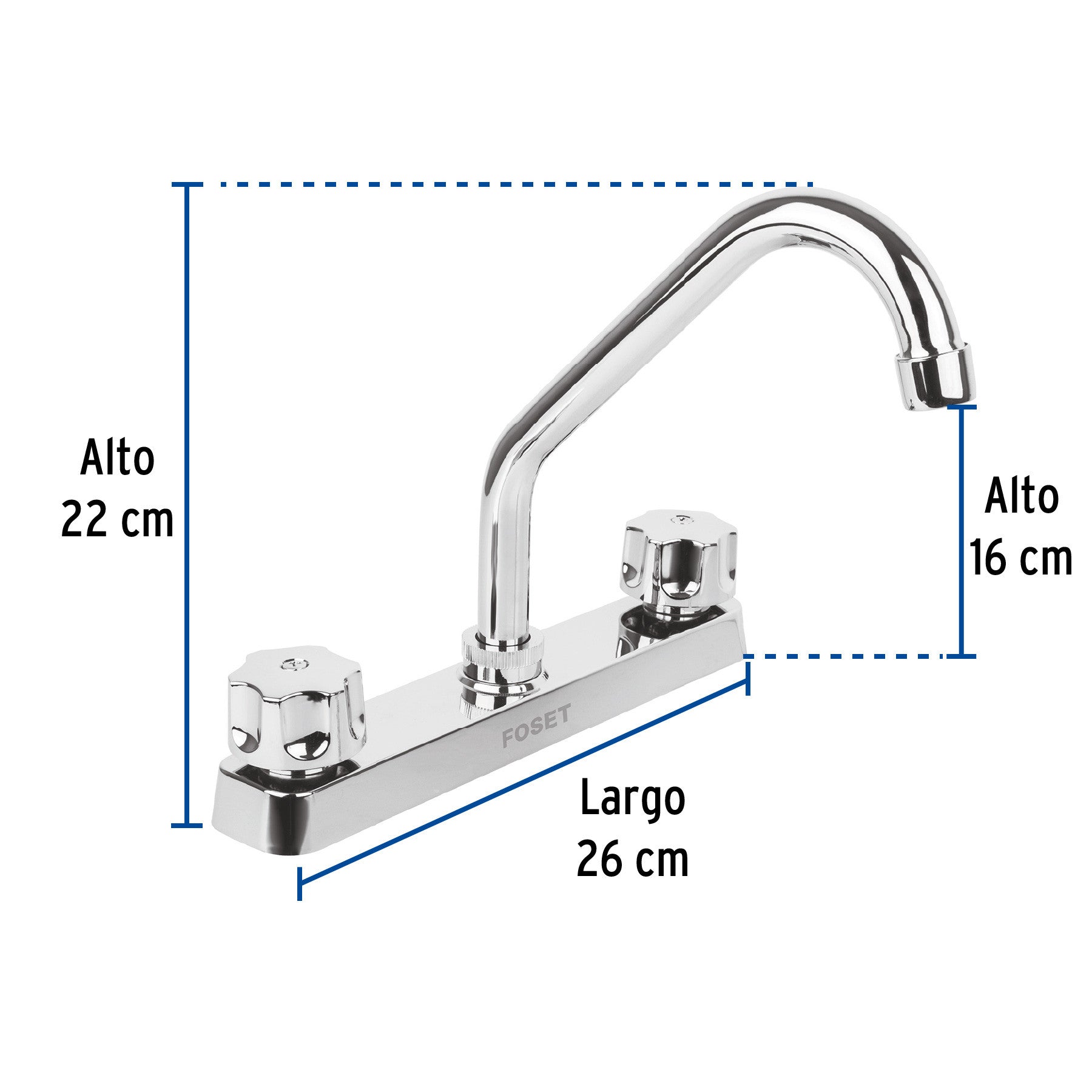 Mezcladora 8" fregadero ABS cuello corto hexagonal BASIC