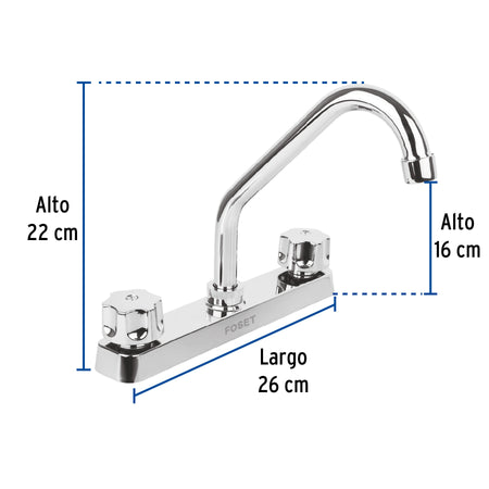 Mezcladora 8" fregadero ABS cuello corto hexagonal BASIC