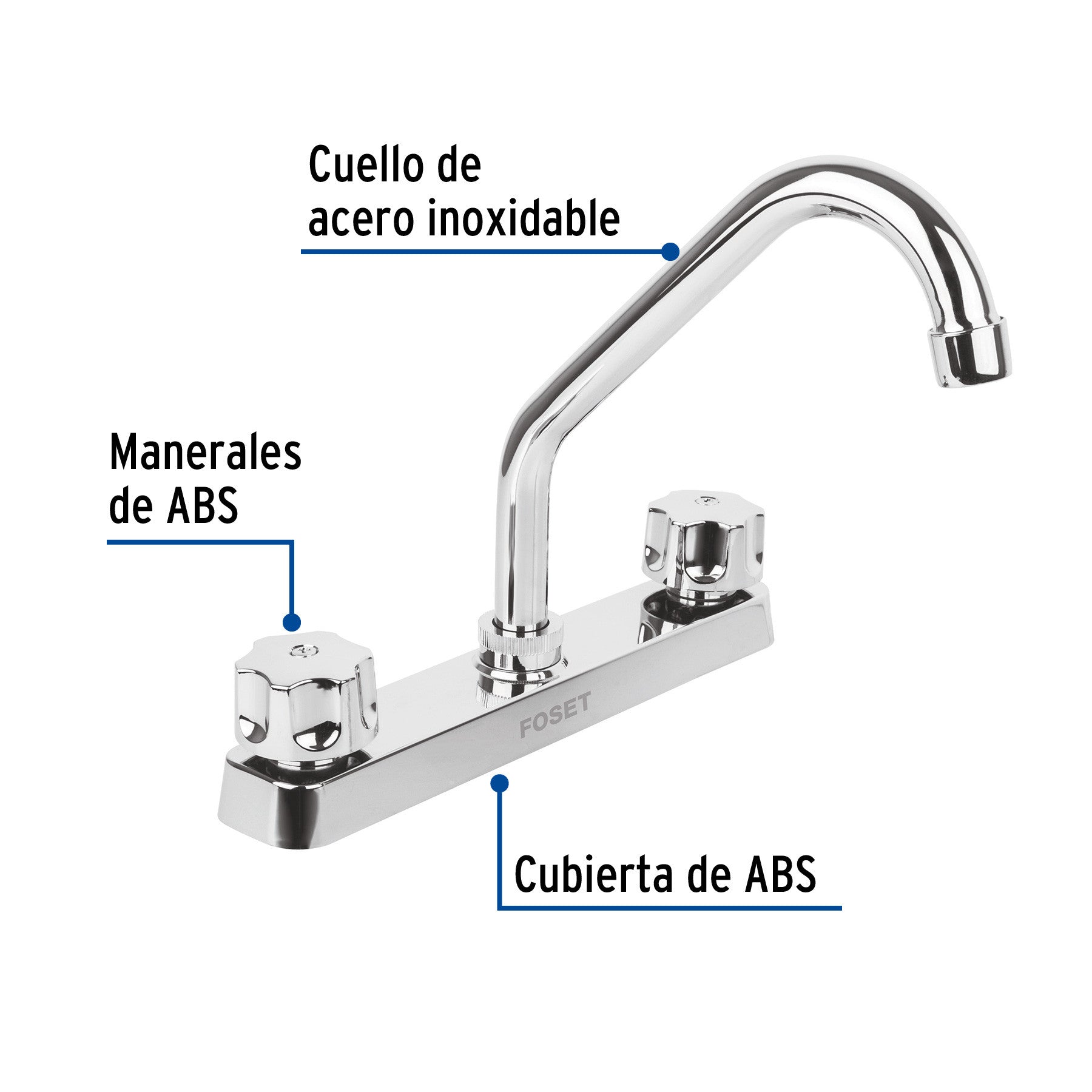 Mezcladora 8" fregadero ABS cuello corto hexagonal BASIC