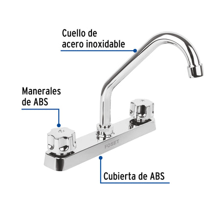 Mezcladora 8" fregadero ABS cuello corto hexagonal BASIC