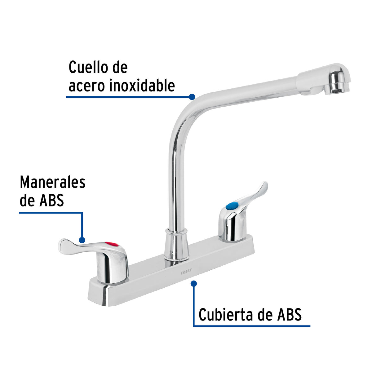 Mezcladora 8" fregadero ABS cuello cobra palanca BASIC