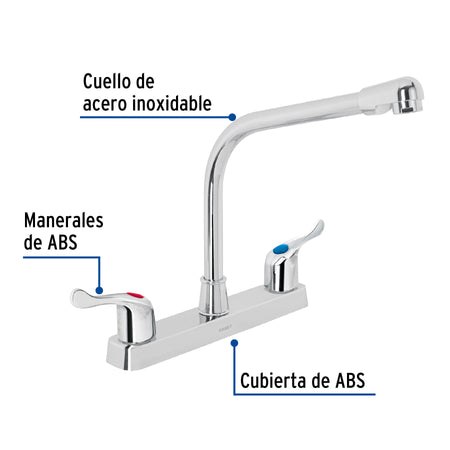 Mezcladora 8" fregadero ABS cuello cobra palanca BASIC