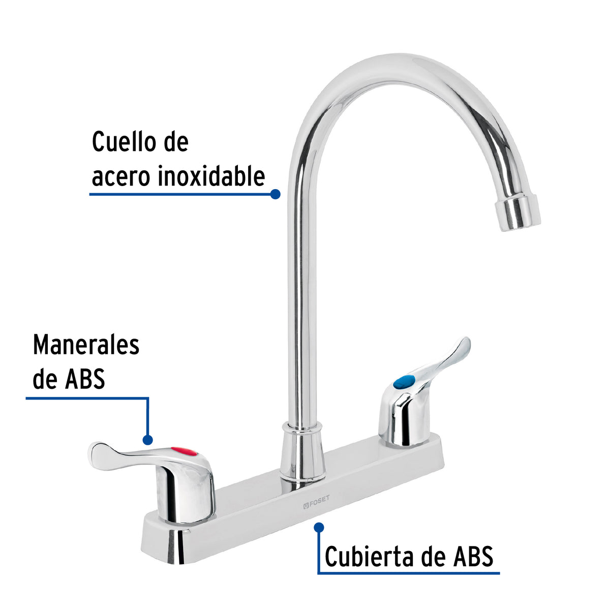 Mezcladora 8" fregadero ABS cuello curvo palanca BASIC