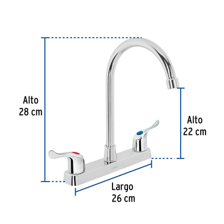 Mezcladora 8" fregadero ABS cuello curvo palanca BASIC