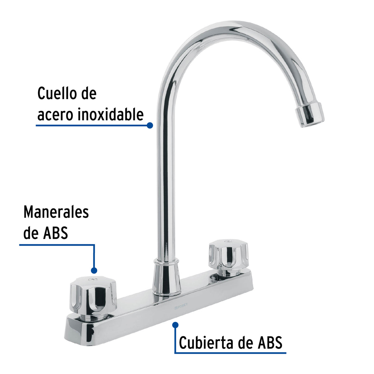 Mezcladora 8" fregadero ABS cuello curvo hexagonal BASIC