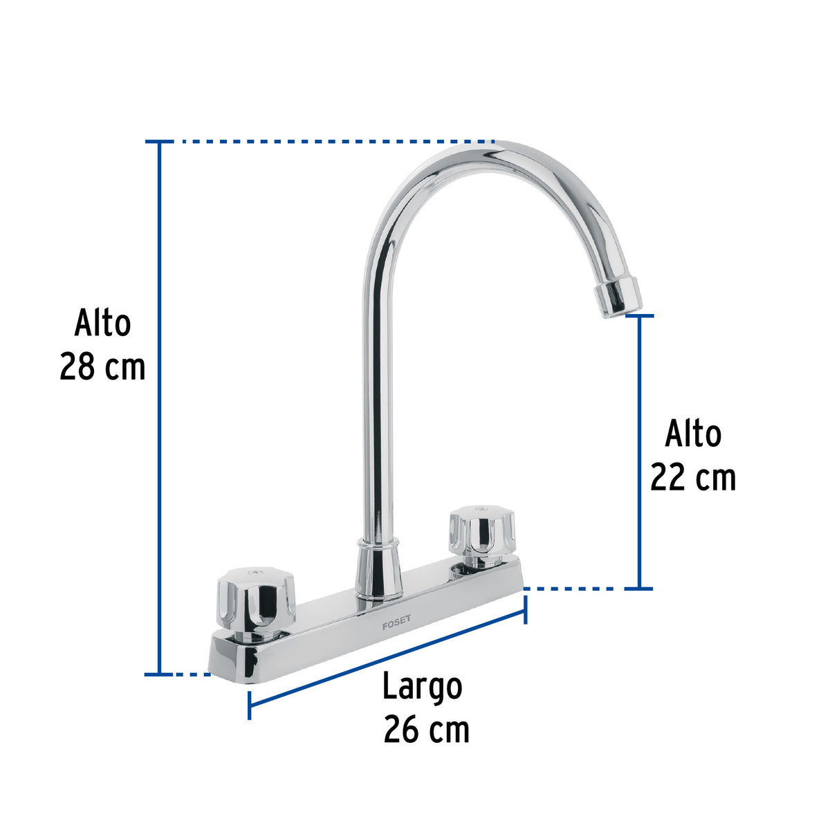 Mezcladora 8" fregadero ABS cuello curvo hexagonal BASIC