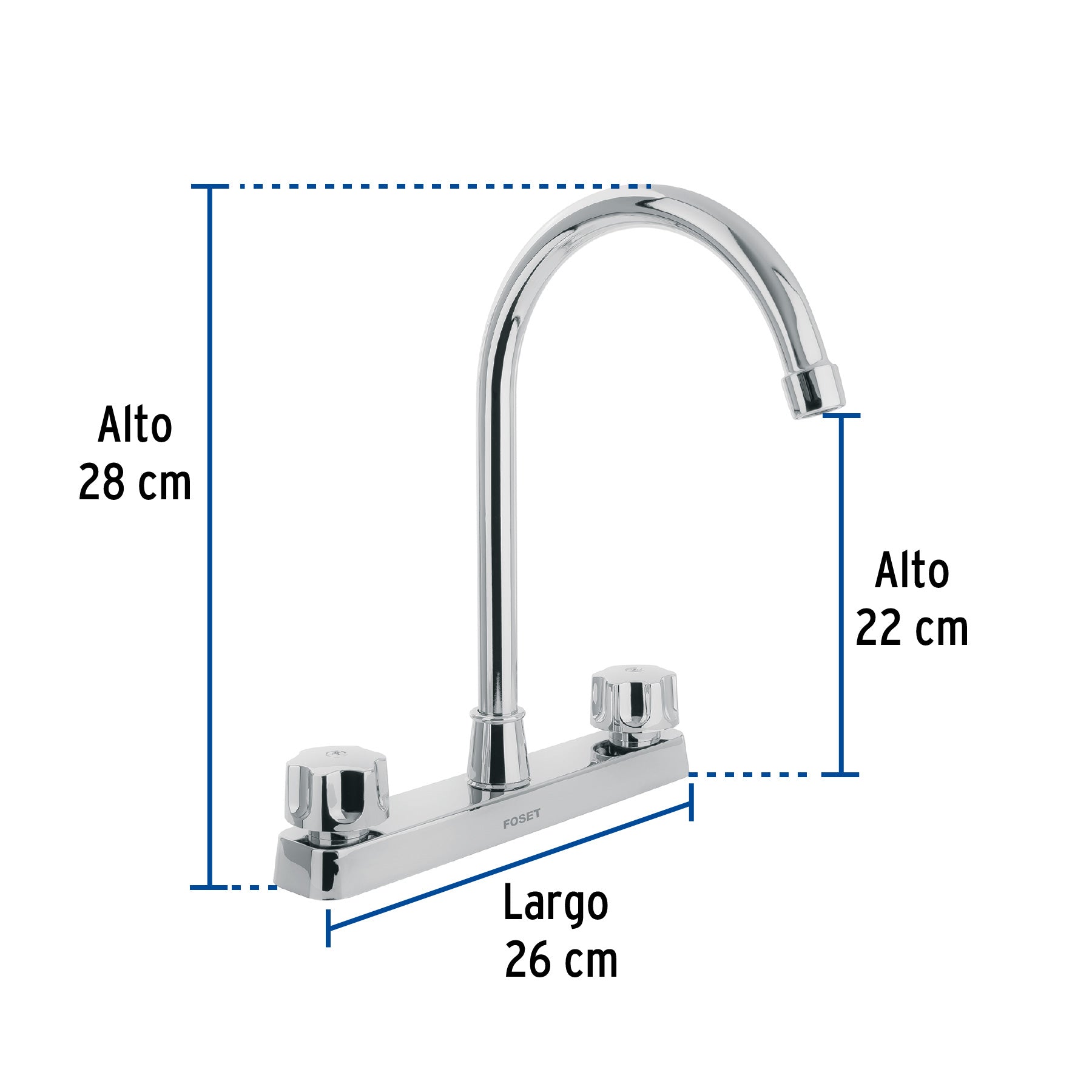 Mezcladora 8" fregadero ABS cuello curvo hexagonal BASIC