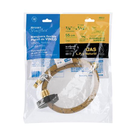 Manguera pigtail vinilo 7/16" x 7/8" 55 cm FOSET