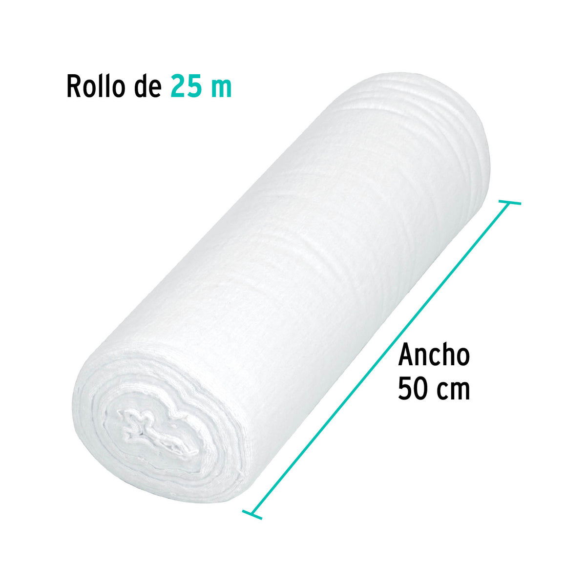 Rollo de 25 m de franela blanca de algodón, KLINTEK 25 m, blanca