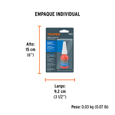 Fijador de roscas removible 10 ml azul TRUPER